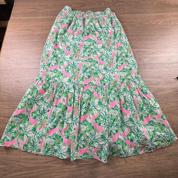 Lilly Pulitzer Kasida Women's Botanical Garden Tiered Maxi Skirt Just Wing It 4 - Picture 7 of 10